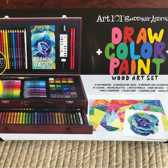 ART 101 BUDDING ARTIST - NWT 138-piece art set in wooden box. Unopened! - Picture 7 of 15